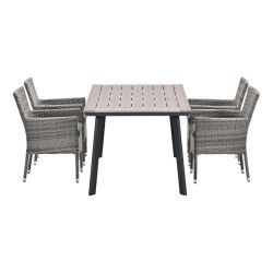 Garden Impressions Nicosia/vigo tuinset 4 personen wicker houtlook 160 cm