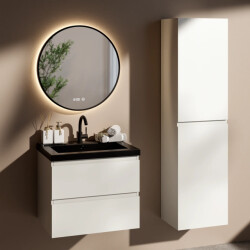 Mirlux Badkamermeubelset paris 60cm wit wastafel zwart