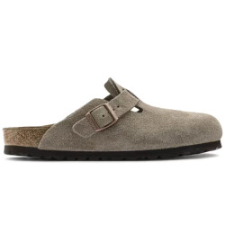 Birkenstock Boston suède taupe smal voetbed unisex instapper