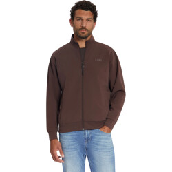 No Excess Sweater full zip su collar dark brown