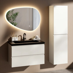 Mirlux Badkamermeubelset paris 80cm wit wastafel zwart