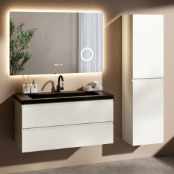 Mirlux Badkamermeubelset paris 100cm glanzend wastafel zwart