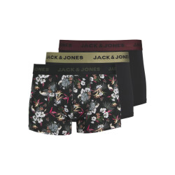 Jack & Jones Heren boxershorts trunks microfiber jacflower 3-pack gebloemd print zwart