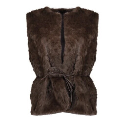 Geisha 65536-70 785 gilet im fur & belt dark brown