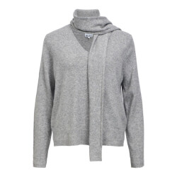 Object objchuma l/s lo knit scarf pullover 23049644 light grey