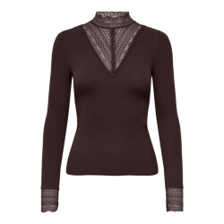 Only onltilde l/s high neck lace top jrs 15207788 chocolate torte