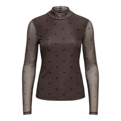 Only onlerica mesh l/s top jrs noos 15141298 coffee bean black heart