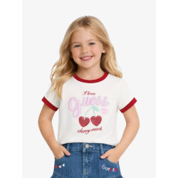 Guess Meisjes t-shirt cherry pure wit