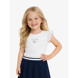 Guess Meisjes t-shirt rib mesh pure wit