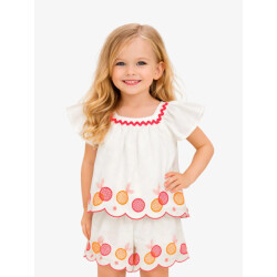 Mayoral Meisjes set top short embroidered wit