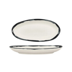 Bonna Serveerschaal lavis black porselein 25x14 cm (380cc) set van 2