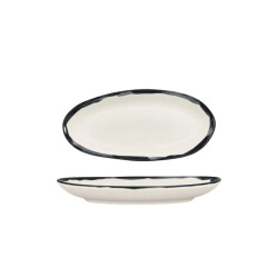 Bonna Serveerschaal lavis black porselein 20x12 cm (240cc) set van 2