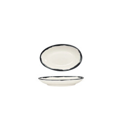 Bonna Serveerschaal lavis black porselein 12x8 cm (80cc) set van 2