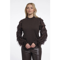 Rino & Pelle Janique.5002612 rino en pelle knitted pullover with fancy long sleeves peated