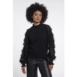 Rino & Pelle Janique.5002612 rino en pelle knitted pullover with fancy long sleeves black
