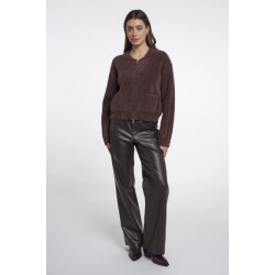 Rino & Pelle Bento.5002612 rino en pelle short cardigan with zipper closure coffee roast