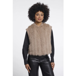 Rino & Pelle Alvita.7002612 rino en pelle faux fur waistcoat with hook & eye closure oat