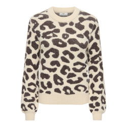 Jacqueline de Yong lorraine animal l/s pullover knt 15292890 brulee