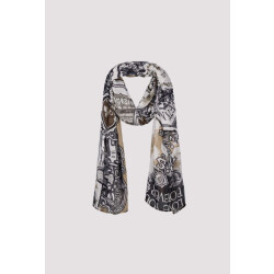 Monari  scarf with emblem pattern 810060 998 black pattern