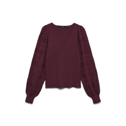 Vero Moda vmnewlimone ls v-neck pullover boo 10346938 windsor wine