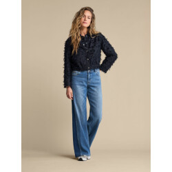 Red Button Rb bomber fringes navy
