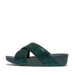 FitFlop Lulu cross slide glitterball metallic