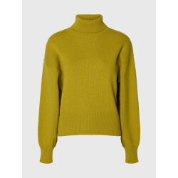 Selected Femme slwellie ls knit roll neck 16101825 avocado oil