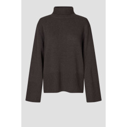 Second Female apha knit t-neck 61110 6146 dark brown