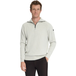 No Excess Pullover half zip wing collar tuck light grey mela