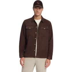 No Excess Overshirt full button suede dark brown