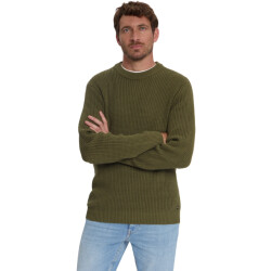 No Excess Pullover crewneck waffle jacquard moss