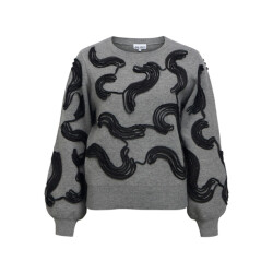 Object objfarah l/s re knit pullover 147 n 23050203 medium grey melange