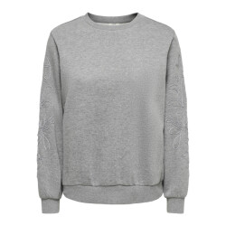 Jacqueline de Yong mesa mindy l/s emb sweat jrs 15376644 medium grey melange