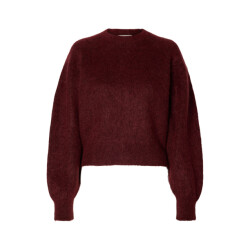 Selected Femme slwmira ls knit short o-neck noos 16102233 tawny port