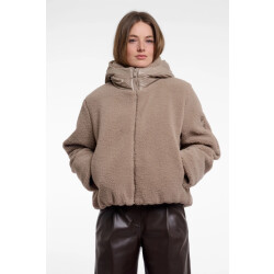 Rino & Pelle Jayla.7002613 rino en pelle mixed material jacket with hood mocha latte