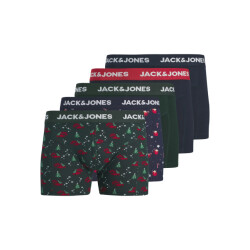 Jack & Jones Heren kerst boxershorts trunks jacxmas 5-pack donkerblauw/donkergroen