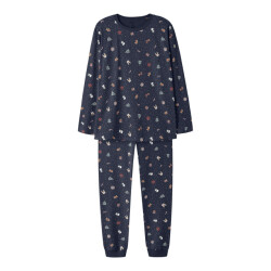 Name It Dames/heren kerst pyjama set lang nanvismas donkerblauw