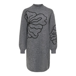 Jacqueline de Yong jella l/s flower dress knt 15370844 medium grey melange