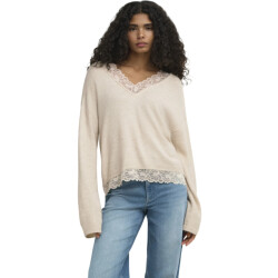 Only Onlclover ls lace v-neck reversible knt pumice sto