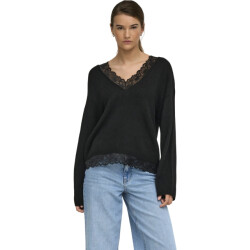 Only Onlclover ls lace v-neck reversible knt black/dtm