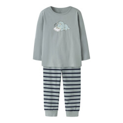 Name It Jongens lange pyjama set nmmryndq turquoise dinosaurus print/gestreept