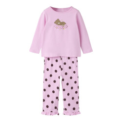 Name It Meisjes lange pyjama set giftbox nmfraniq roze beer print/gestipt