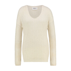 Simple Teresa knitted jumper with v-neck kn sum-01 offwhite