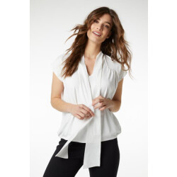 Jansen Amsterdam Rosan boxy top met katoenen striklinten off white