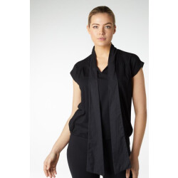 Jansen Amsterdam Rosan boxy top met katoenen striklinten black