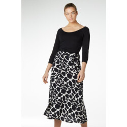 Jansen Amsterdam Mary midirok met vlekkendessin en strikdetail black/white