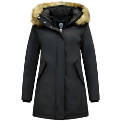 Matogla Winterjas met imitatie bontkraag slim fit