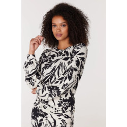 Jansen Amsterdam Hvf198 top flower print winter white black