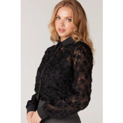 Jansen Amsterdam 3dl102 3dlace top with long sleeves black
