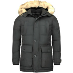 Enos Lange winterjas met bontkraag